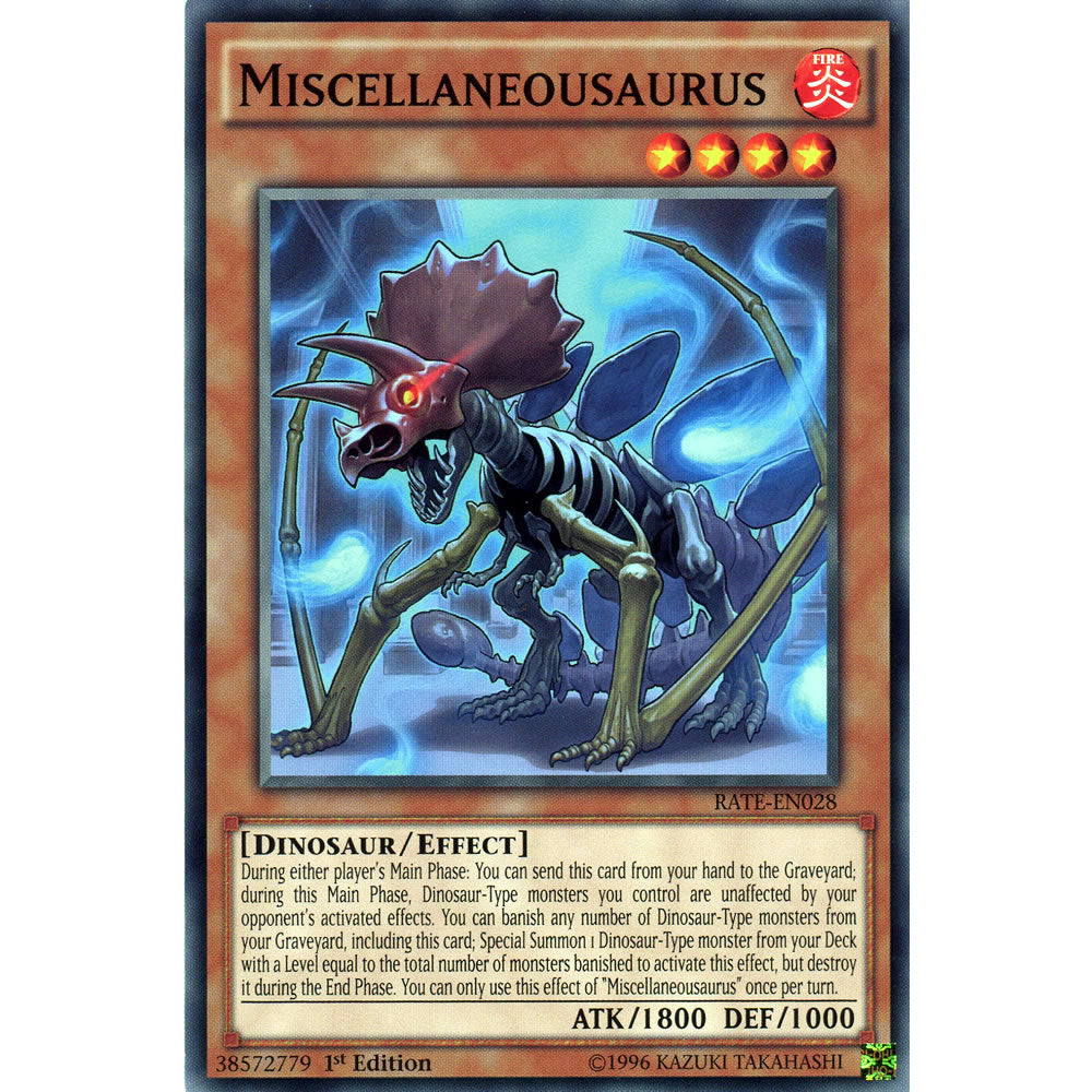 Miscellaneousaurus RATE-EN028 Yu-Gi-Oh! Card from the Raging Tempest Set