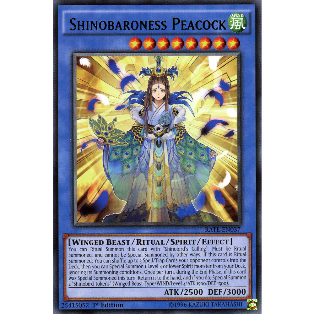 Shinobaroness Peacock RATE-EN037 Yu-Gi-Oh! Card from the Raging Tempest Set