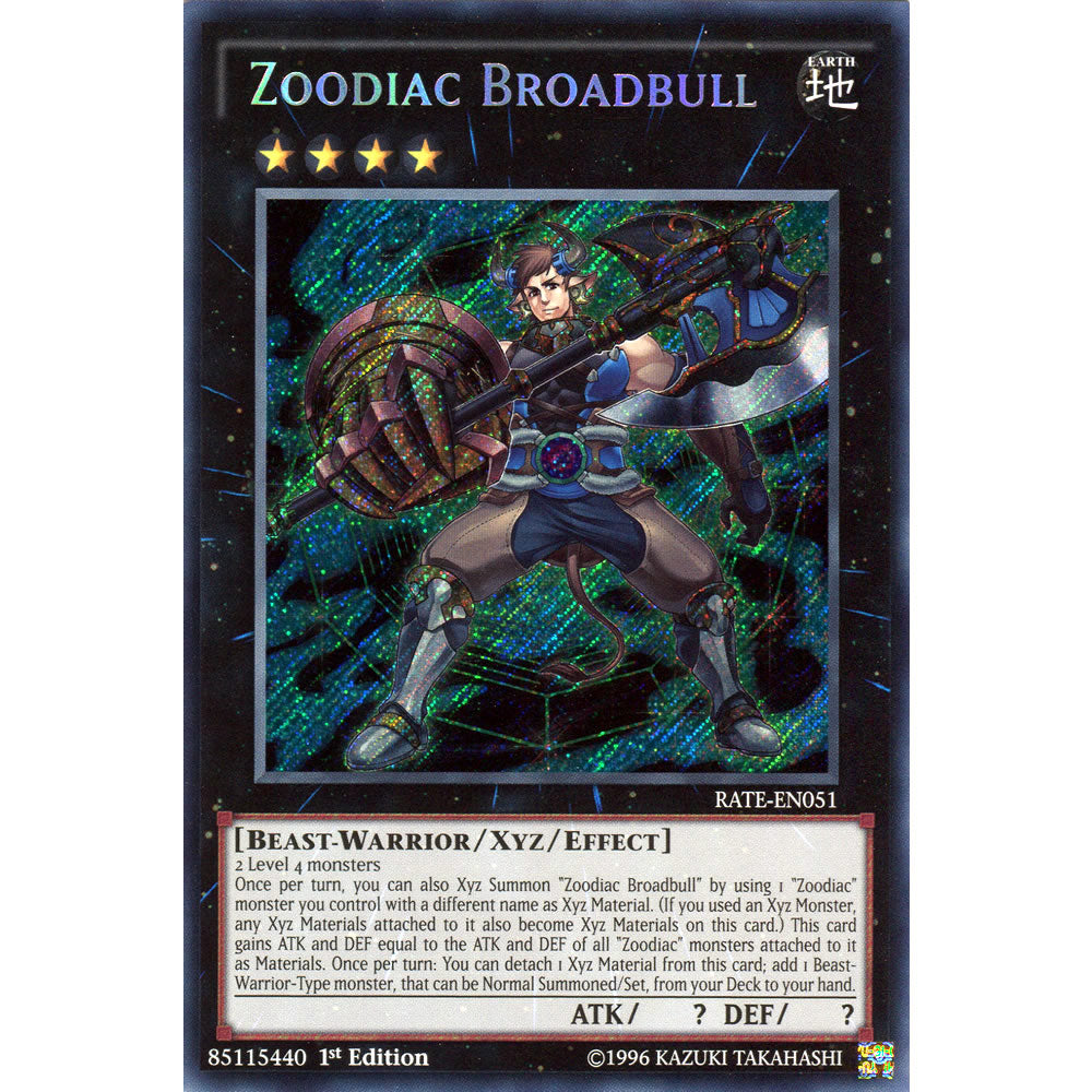 Zoodiac Broadbull RATE-EN051 Yu-Gi-Oh! Card from the Raging Tempest Set