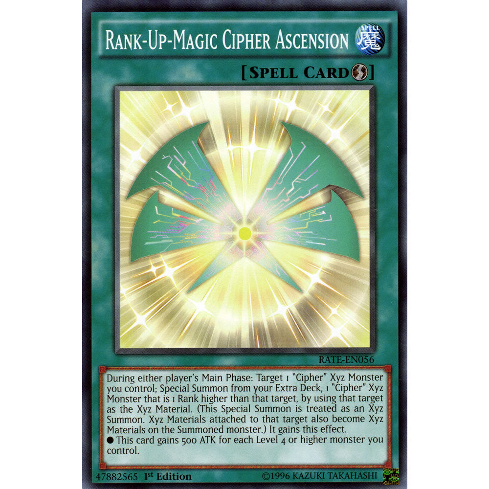 Rank-Up-Magic Cipher Ascension RATE-EN056 Yu-Gi-Oh! Card from the Raging Tempest Set