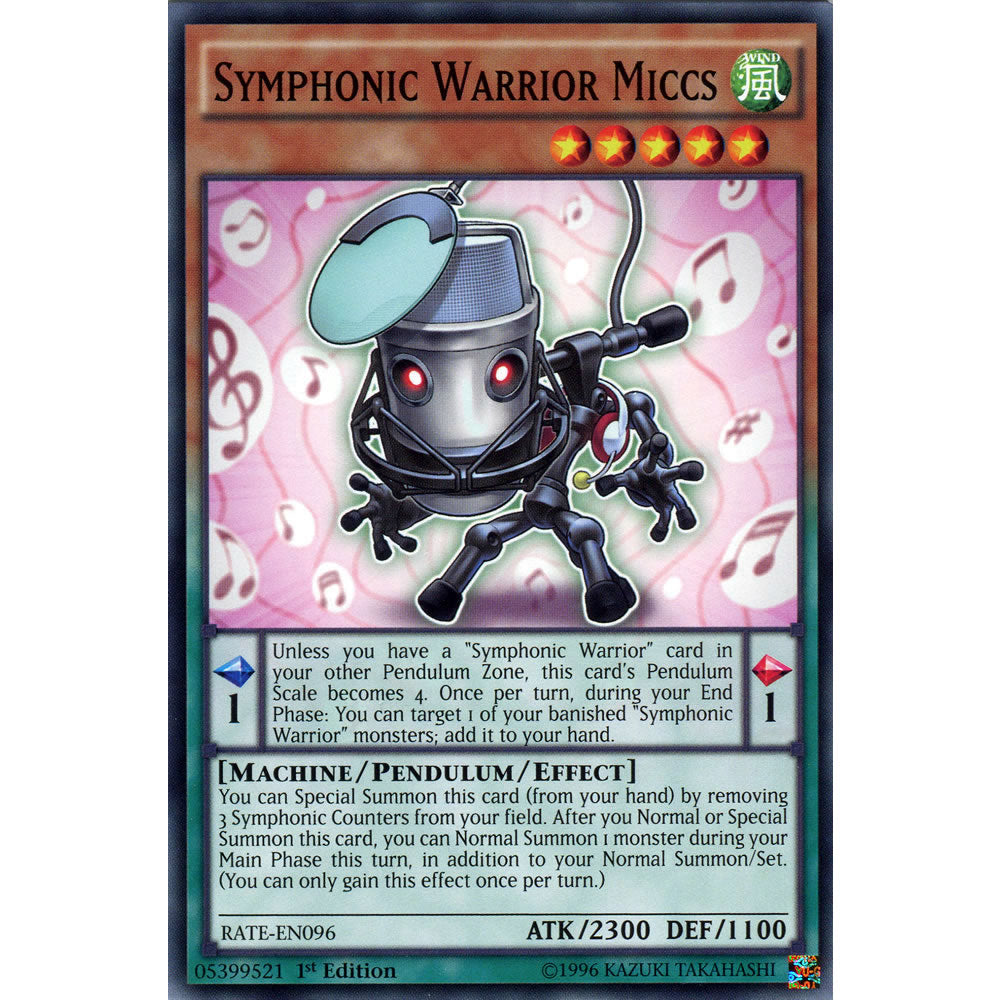 Symphonic Warrior Miccs RATE-EN096 Yu-Gi-Oh! Card from the Raging Tempest Set