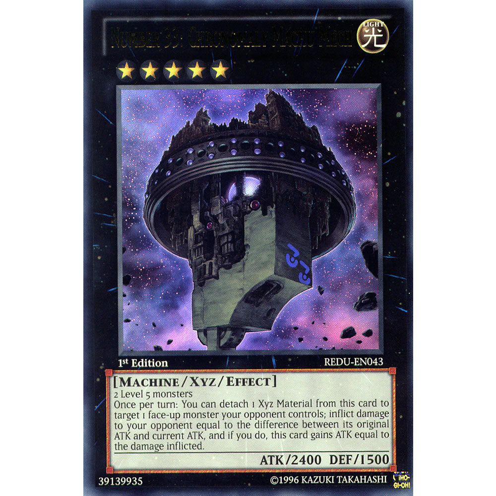 Number 33: Chronomaly Machu Mech REDU-EN043 Yu-Gi-Oh! Card from the Return of the Duelist Set