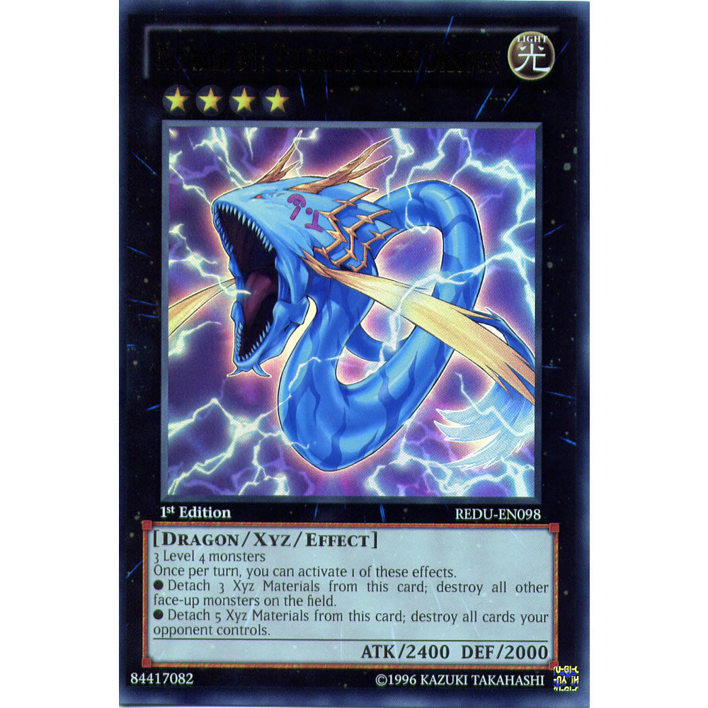 Number 91: Thunder Spark Dragon REDU-EN098 Yu-Gi-Oh! Card from the Return of the Duelist Set