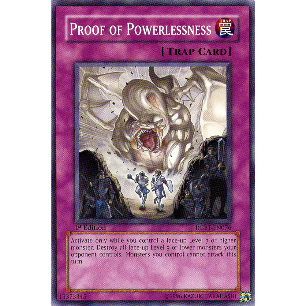 Proof of Powerlessness RGBT-EN076 Yu-Gi-Oh! Card from the Raging Battle Set