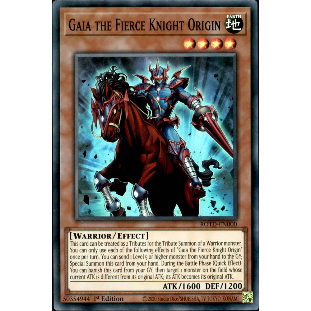 Gaia the Fierce Knight Origin ROTD-EN000 Yu-Gi-Oh! Card from the Rise of the Duelist Set