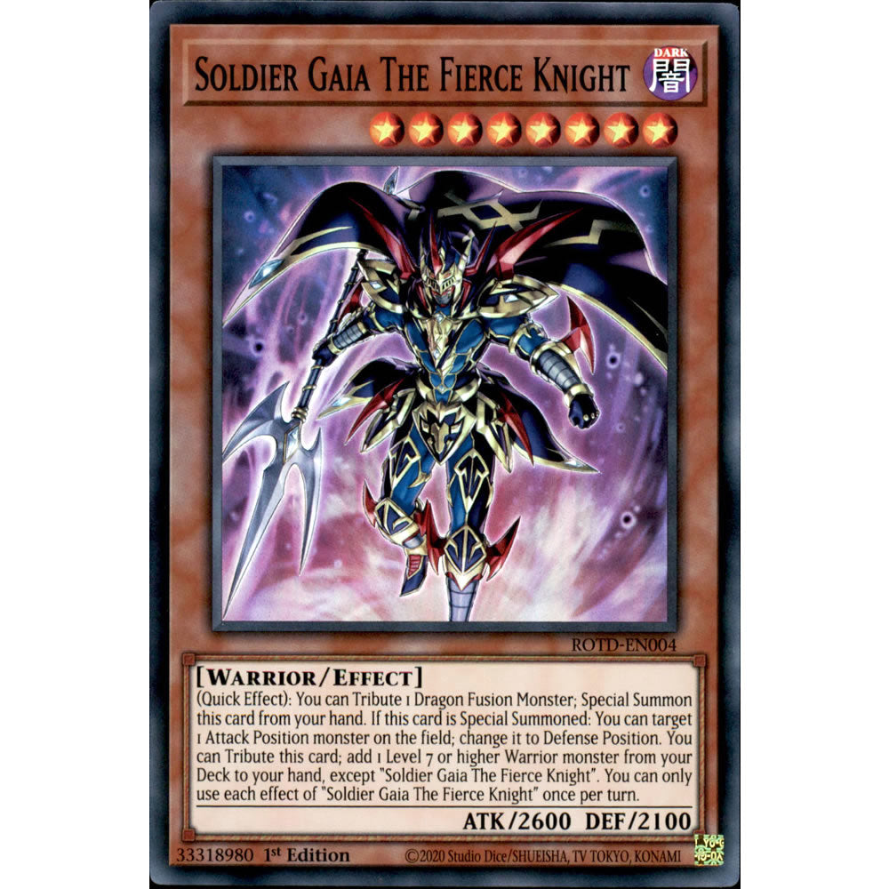 Soldier Gaia The Fierce Knight ROTD-EN004 Yu-Gi-Oh! Card from the Rise of the Duelist Set