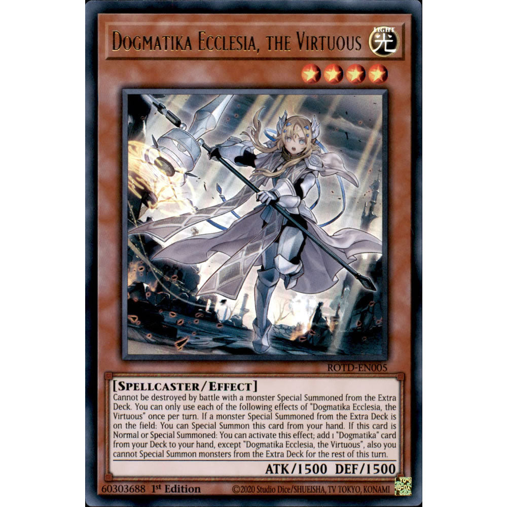 Dogmatika Ecclesia, the Virtuous ROTD-EN005 Yu-Gi-Oh! Card from the Rise of the Duelist Set