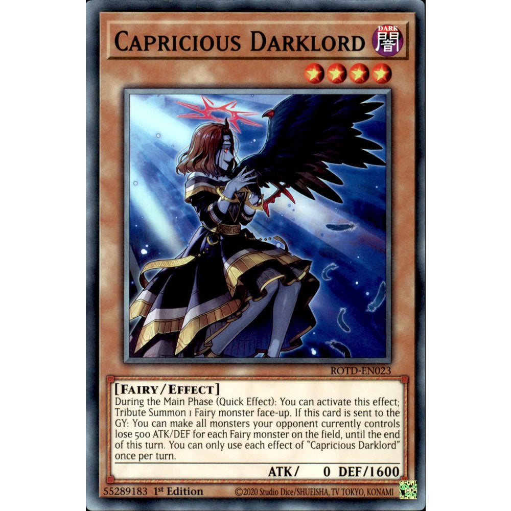 Capricious Darklord ROTD-EN023 Yu-Gi-Oh! Card from the Rise of the Duelist Set