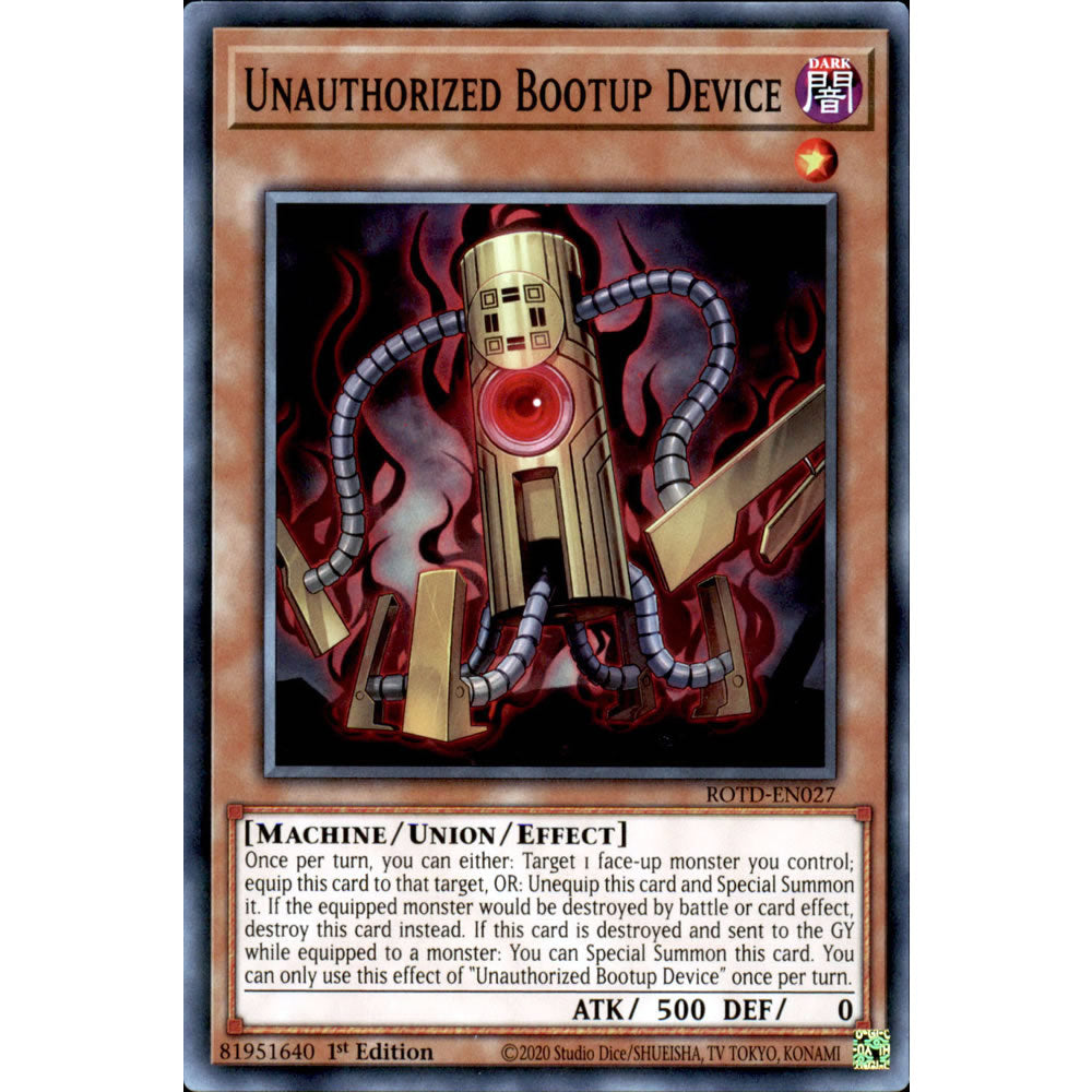 Unauthorized Bootup Device ROTD-EN027 Yu-Gi-Oh! Card from the Rise of the Duelist Set