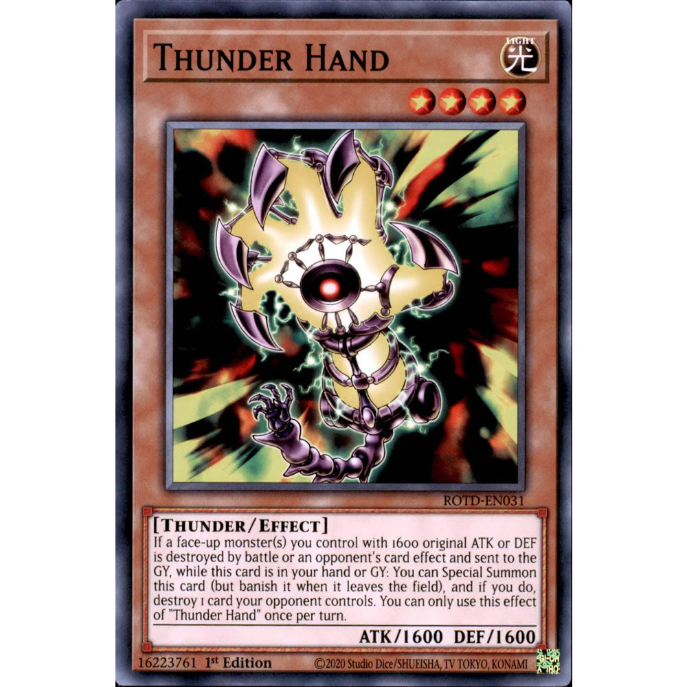 Thunder Hand ROTD-EN031 Yu-Gi-Oh! Card from the Rise of the Duelist Set