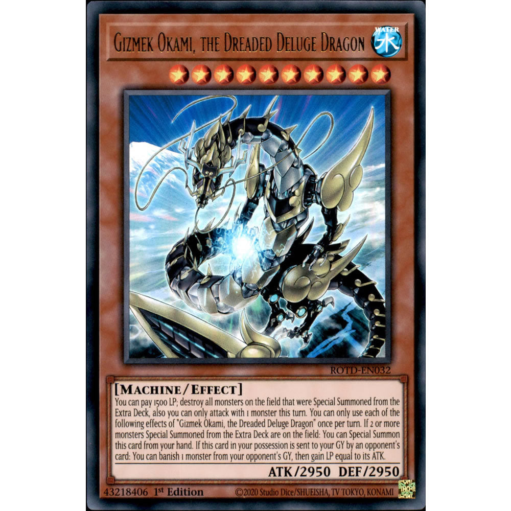 Gizmek Okami, the Dreaded Deluge Dragon ROTD-EN032 Yu-Gi-Oh! Card from the Rise of the Duelist Set