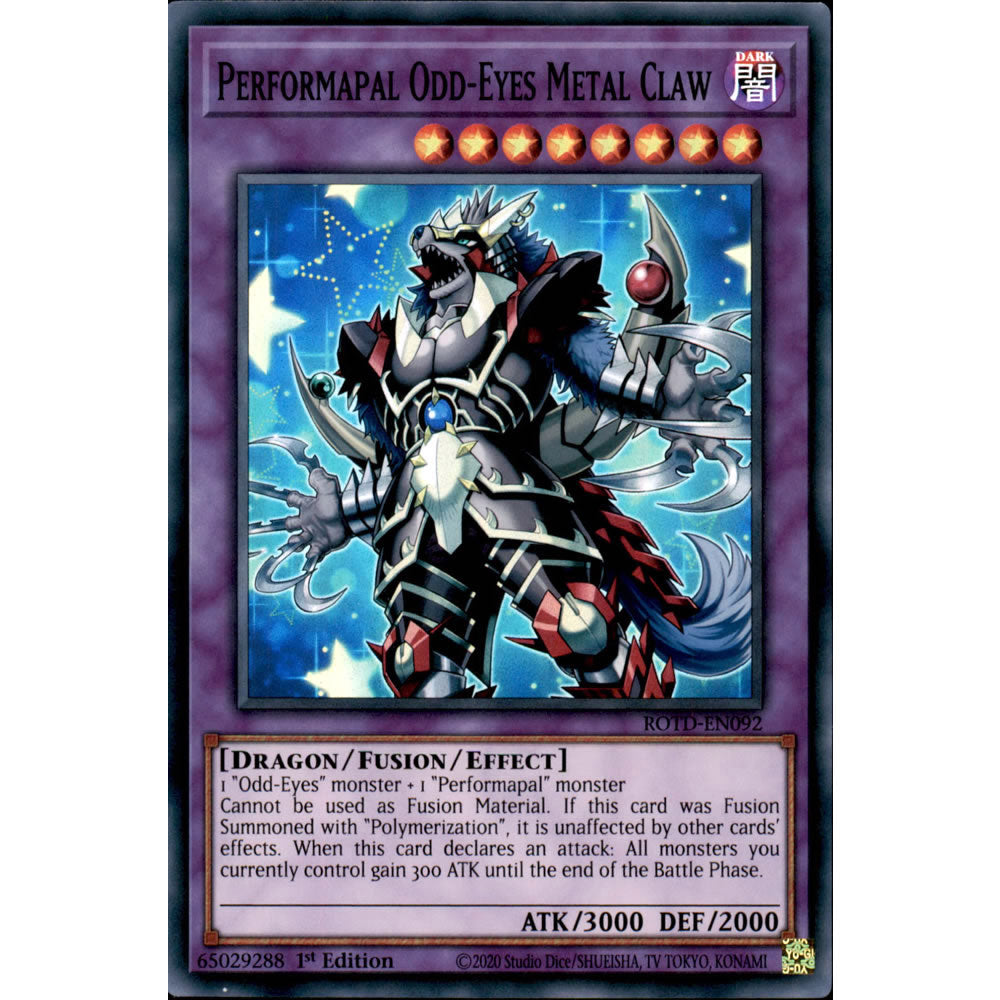 Performapal Odd-Eyes Metal Claw ROTD-EN092 Yu-Gi-Oh! Card from the Rise of the Duelist Set