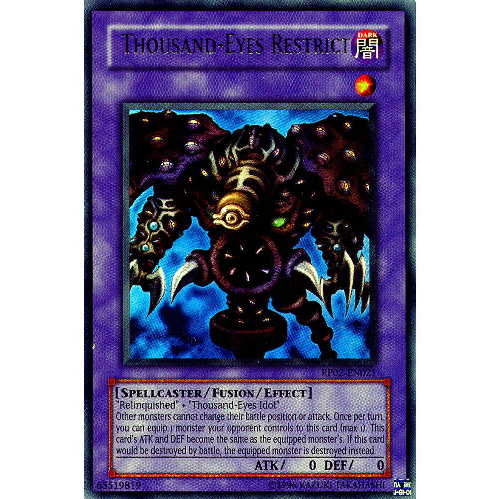 Thousand-Eyes Restrict RP02-EN021 Yu-Gi-Oh! Card from the Retro Pack 2 Set