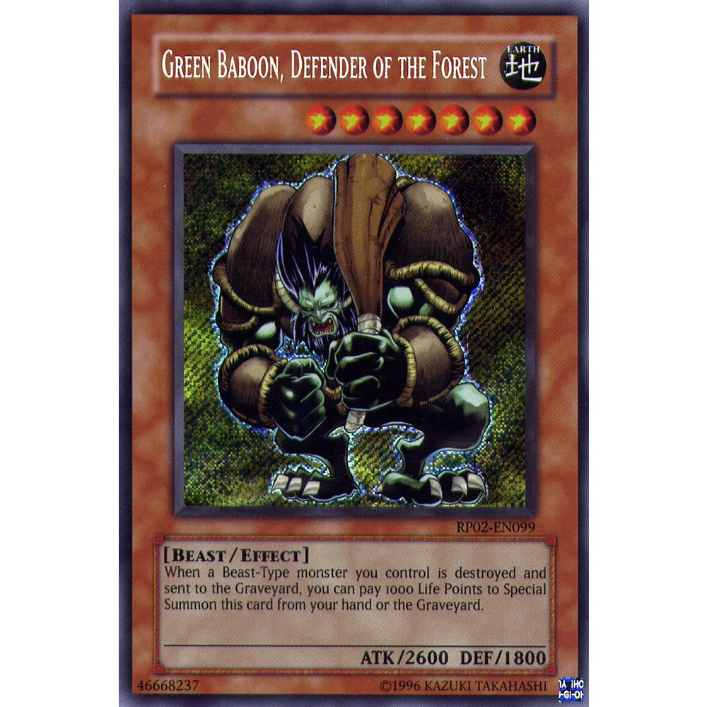 Green Baboon, Defender of the Forest RP02-EN099 Yu-Gi-Oh! Card from the Retro Pack 2 Set