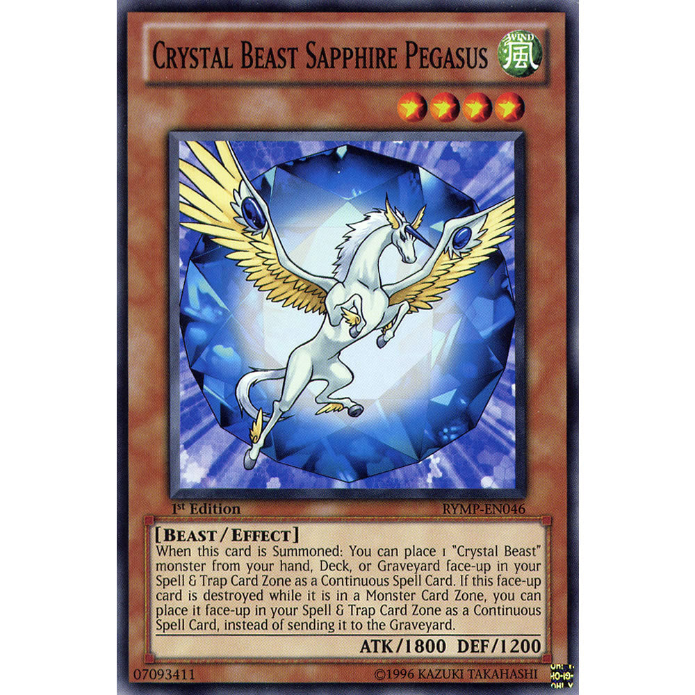Crystal Beast Sapphire Pegasus RYMP-EN046 Yu-Gi-Oh! Card from the Ra Yellow Mega Pack Set
