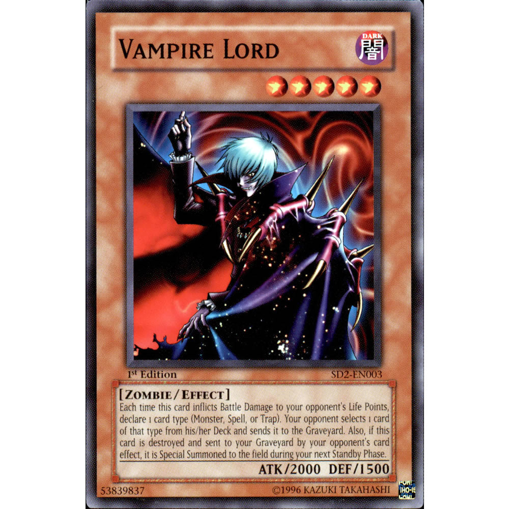 Vampire Lord SD2-EN003 Yu-Gi-Oh! Card from the Zombie Madness Set