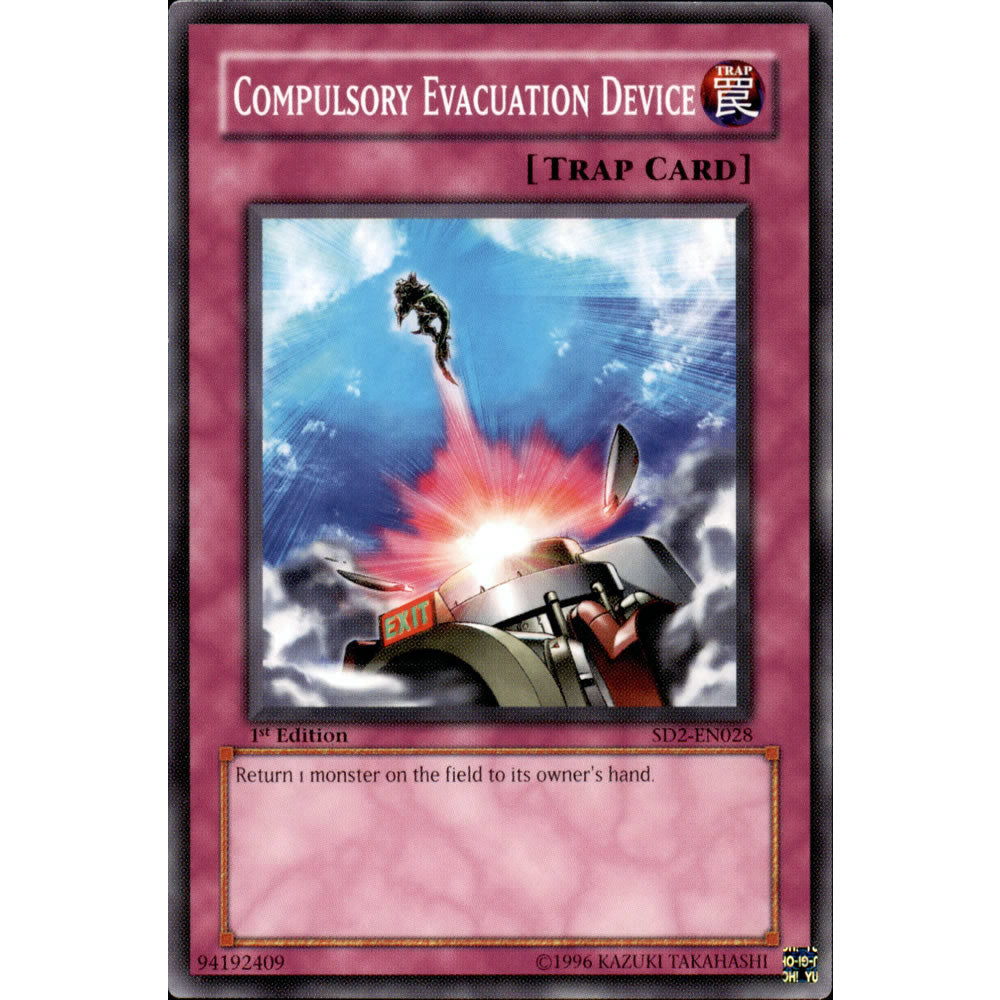 Compulsory Evacuation Device SD2-EN028 Yu-Gi-Oh! Card from the Zombie Madness Set