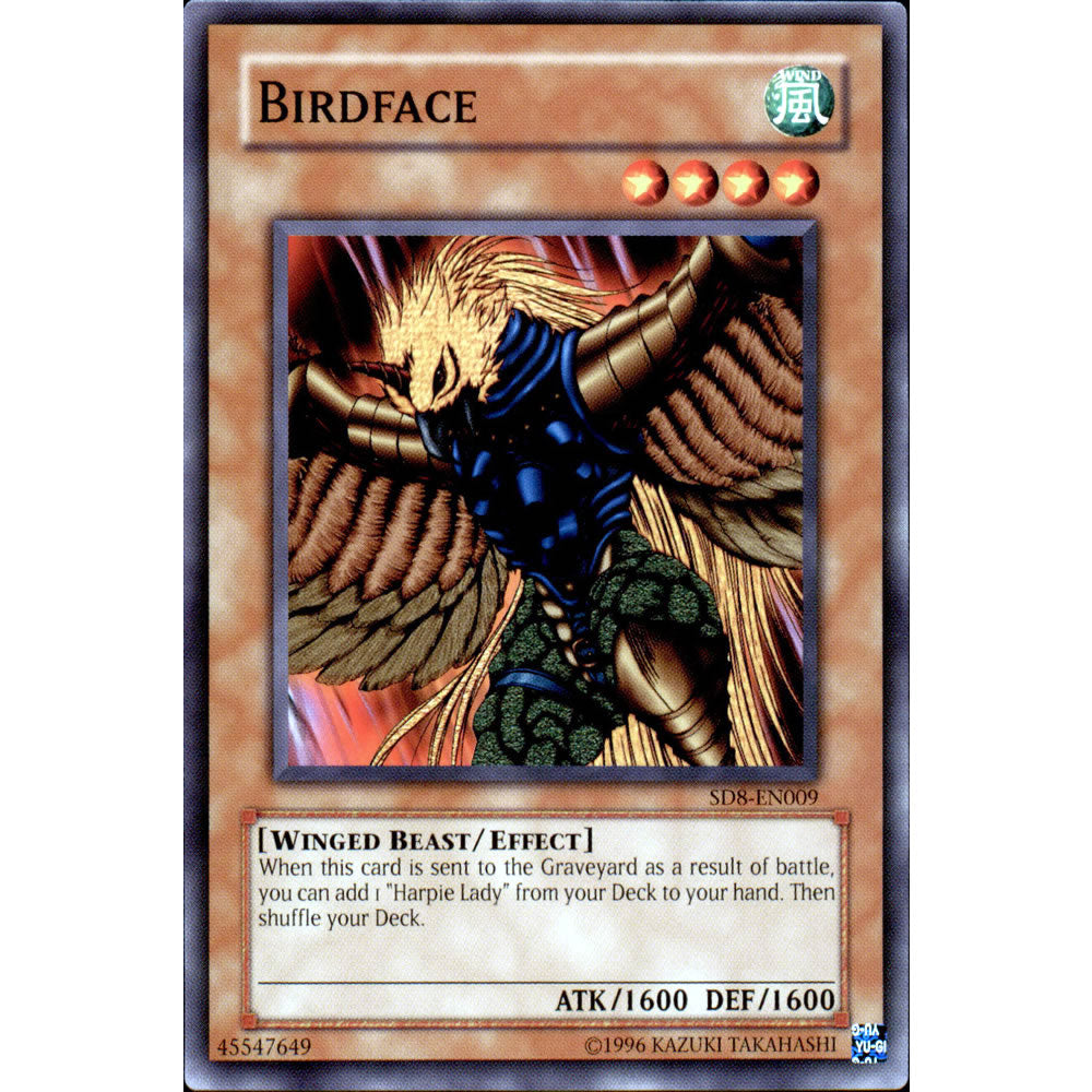 Birdface SD8-EN009 Yu-Gi-Oh! Card from the Lord of the Storm Set