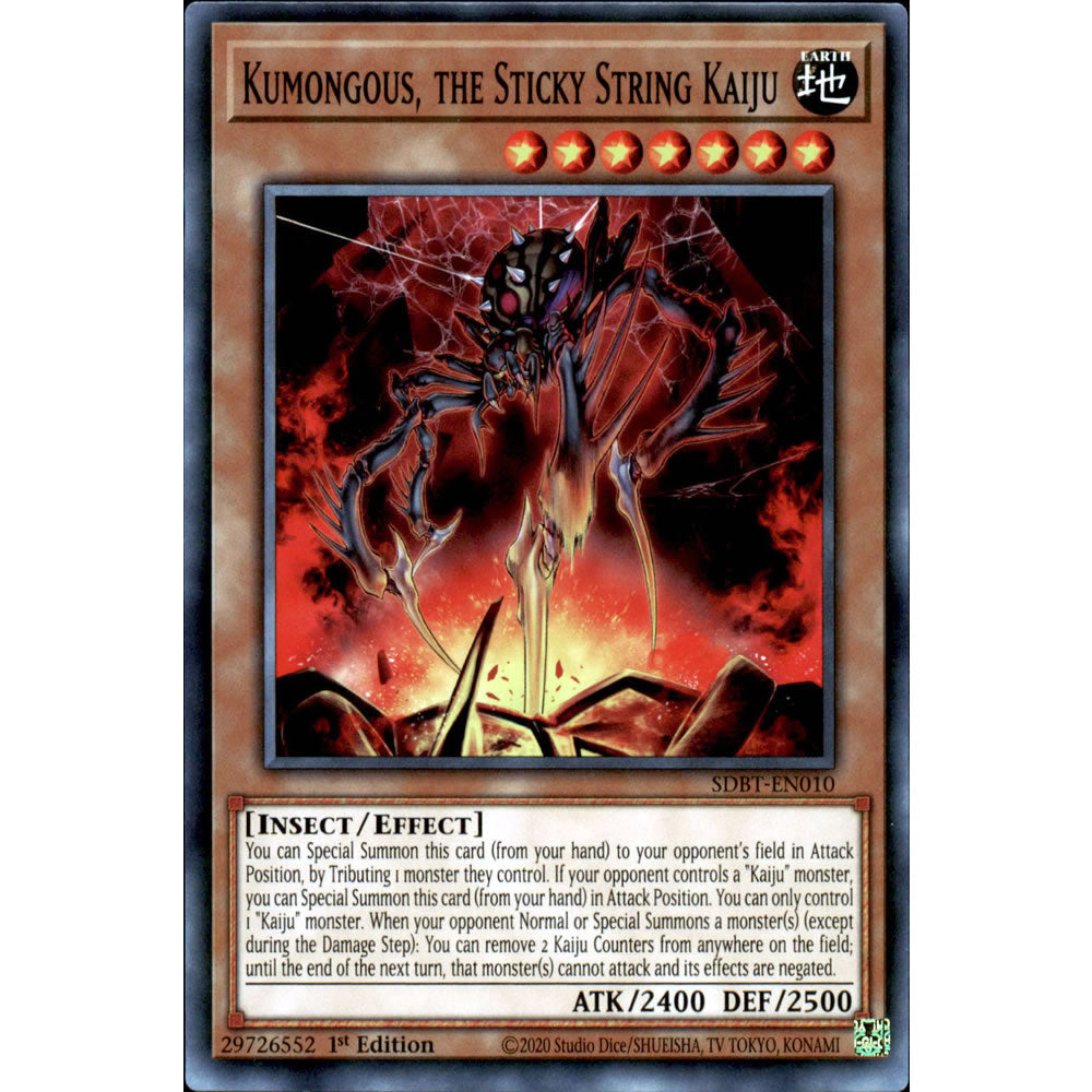 Kumongous, the Sticky String Kaiju SDBT-EN010 Yu-Gi-Oh! Card from the Beware of Traptrix Set