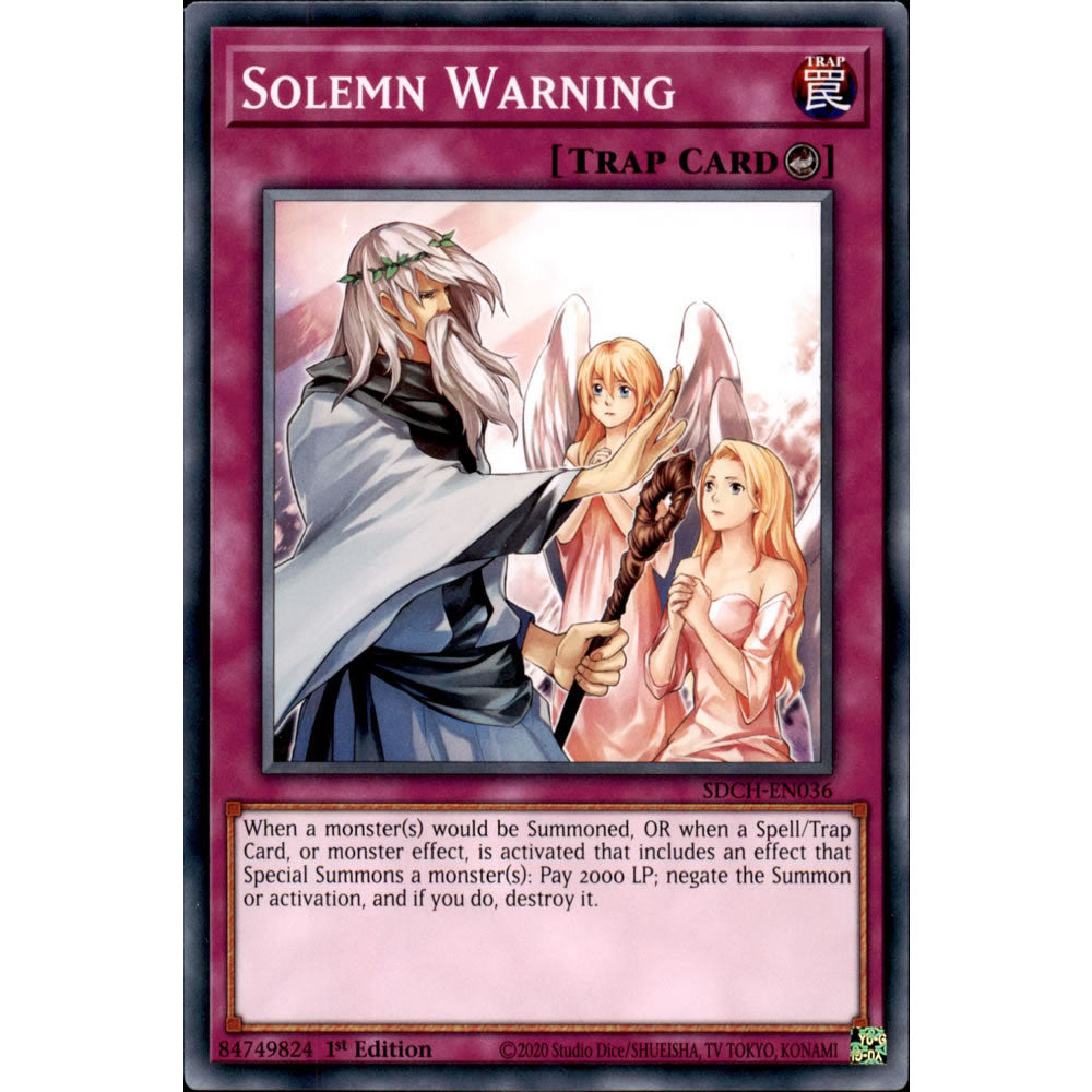 Solemn Warning SDCH-EN036 Yu-Gi-Oh! Card from the Spirit Charmers Set