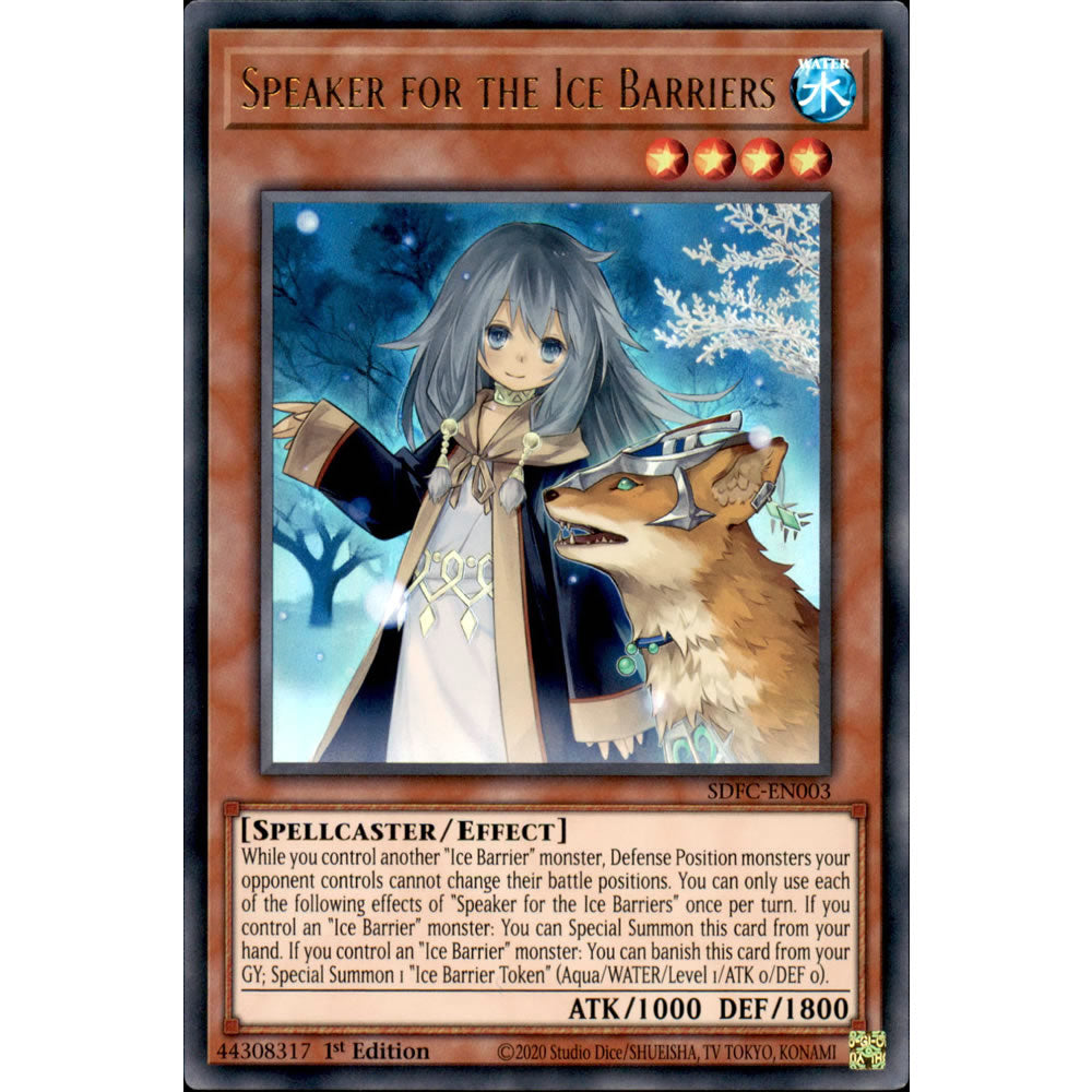 Speaker for the Ice Barriers SDFC-EN003 Yu-Gi-Oh! Card from the Freezing Chains Set