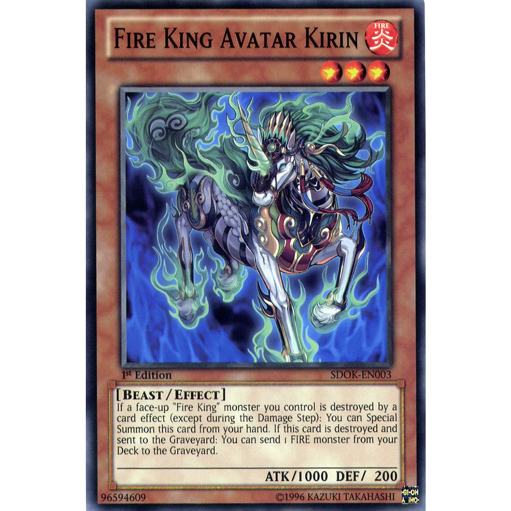 Fire King Avatar Kirin SDOK-EN003 Yu-Gi-Oh! Card from the Onslaught of the Fire Kings Set