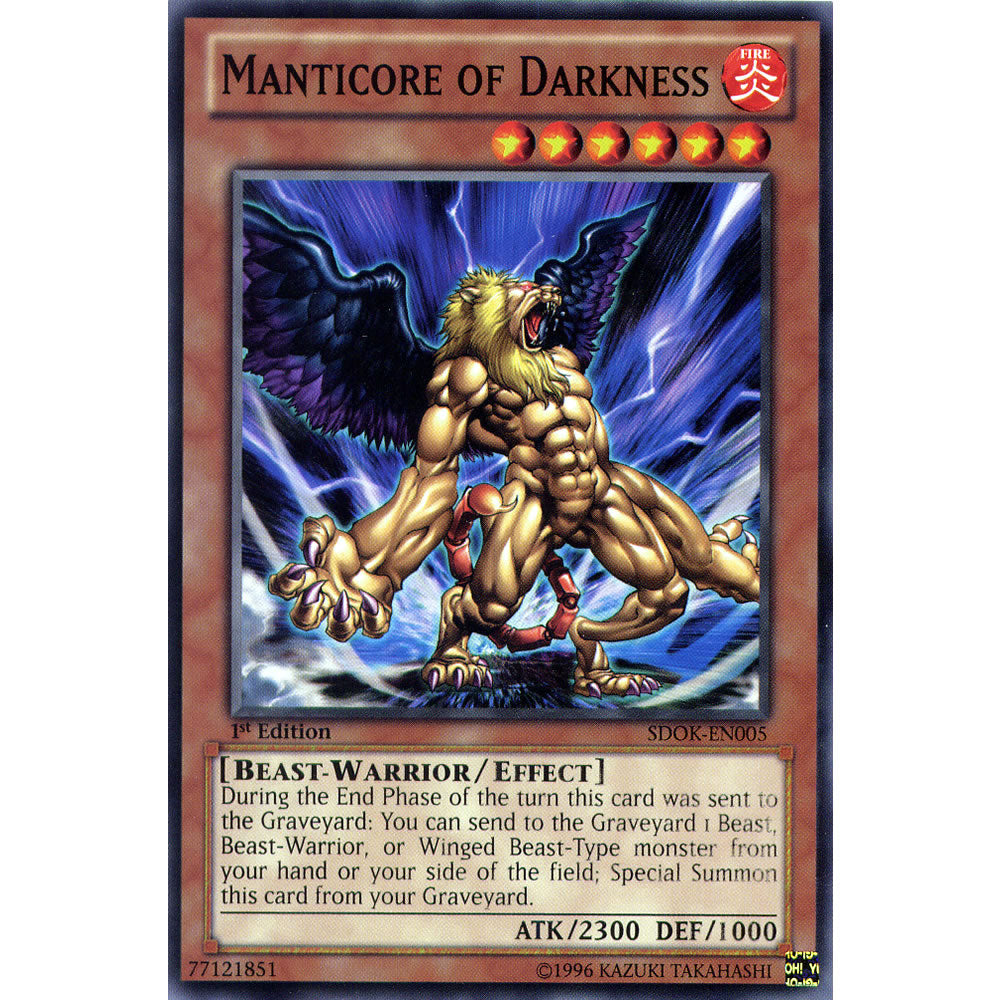 Manticore of Darkness SDOK-EN005 Yu-Gi-Oh! Card from the Onslaught of the Fire Kings Set