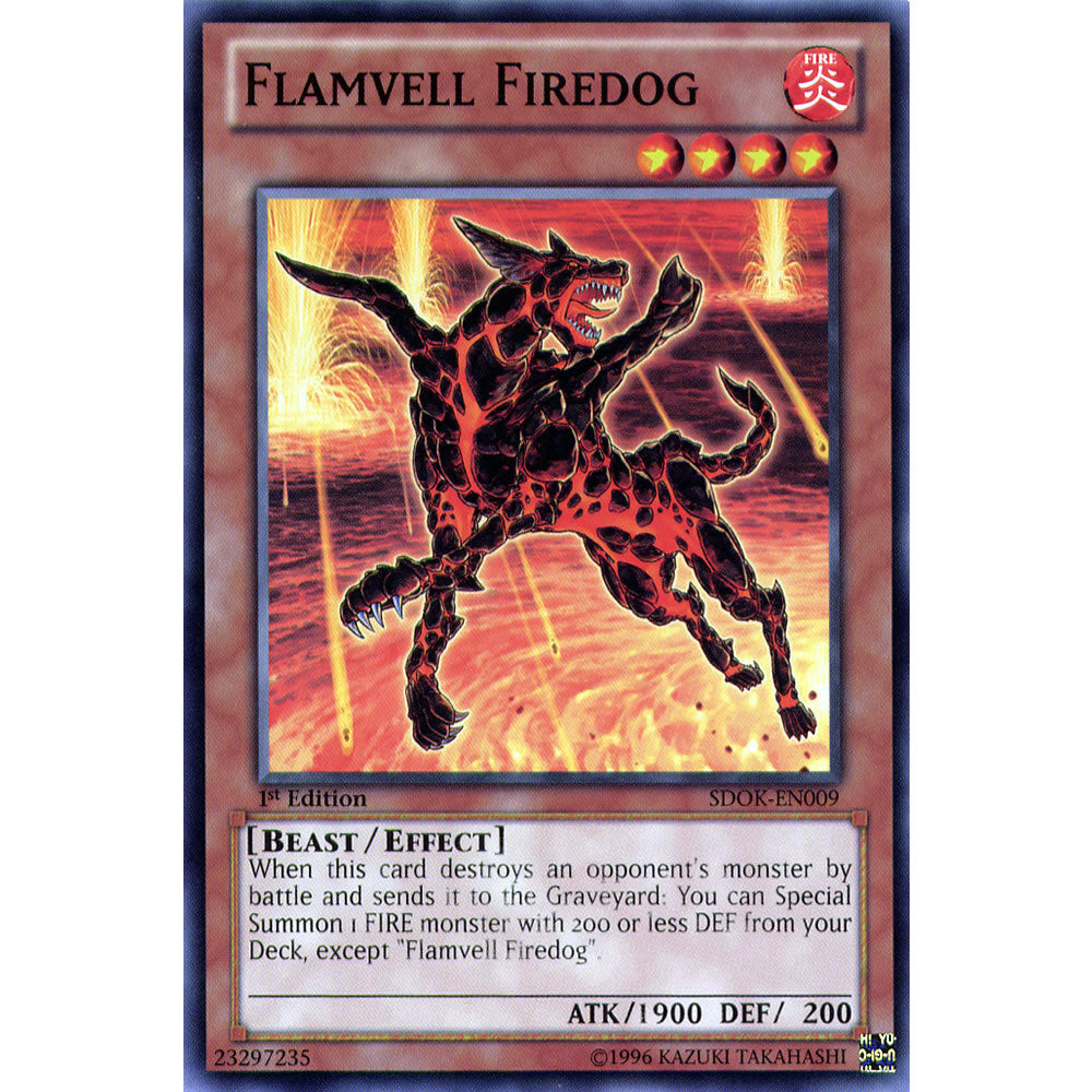 Flamvell Firedog SDOK-EN009 Yu-Gi-Oh! Card from the Onslaught of the Fire Kings Set