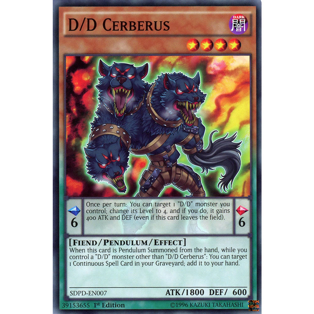 D/D Cerberus SDPD-EN007 Yu-Gi-Oh! Card from the Pendulum Domination Set