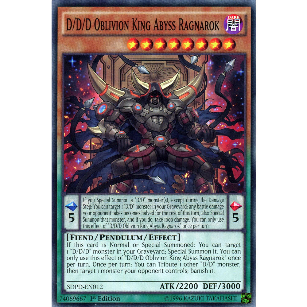 D/D/D Oblivion King Abyss Ragnarok SDPD-EN012 Yu-Gi-Oh! Card from the Pendulum Domination Set