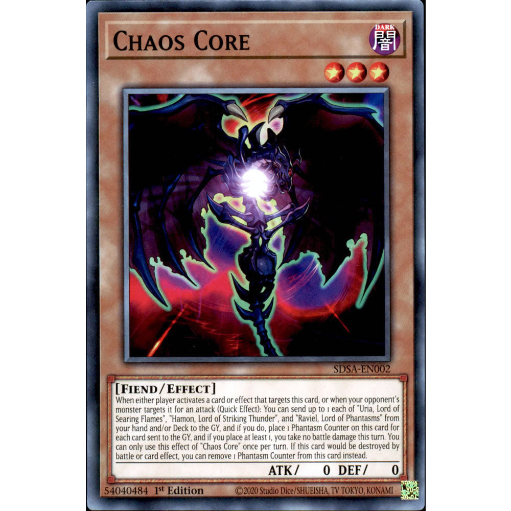 Chaos Core SDSA-EN002 Yu-Gi-Oh! Card from the Sacred Beasts Set