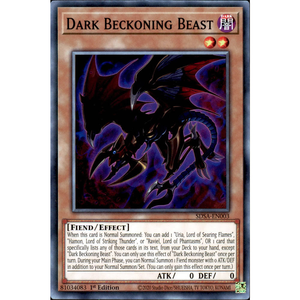 Dark Beckoning Beast SDSA-EN003 Yu-Gi-Oh! Card from the Sacred Beasts Set