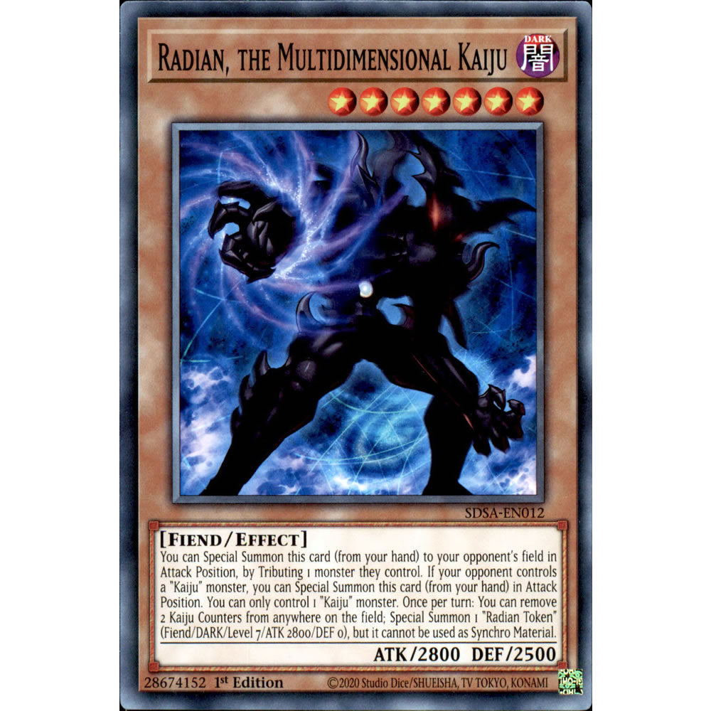 Radian, the Multidimensional Kaiju SDSA-EN012 Yu-Gi-Oh! Card from the Sacred Beasts Set