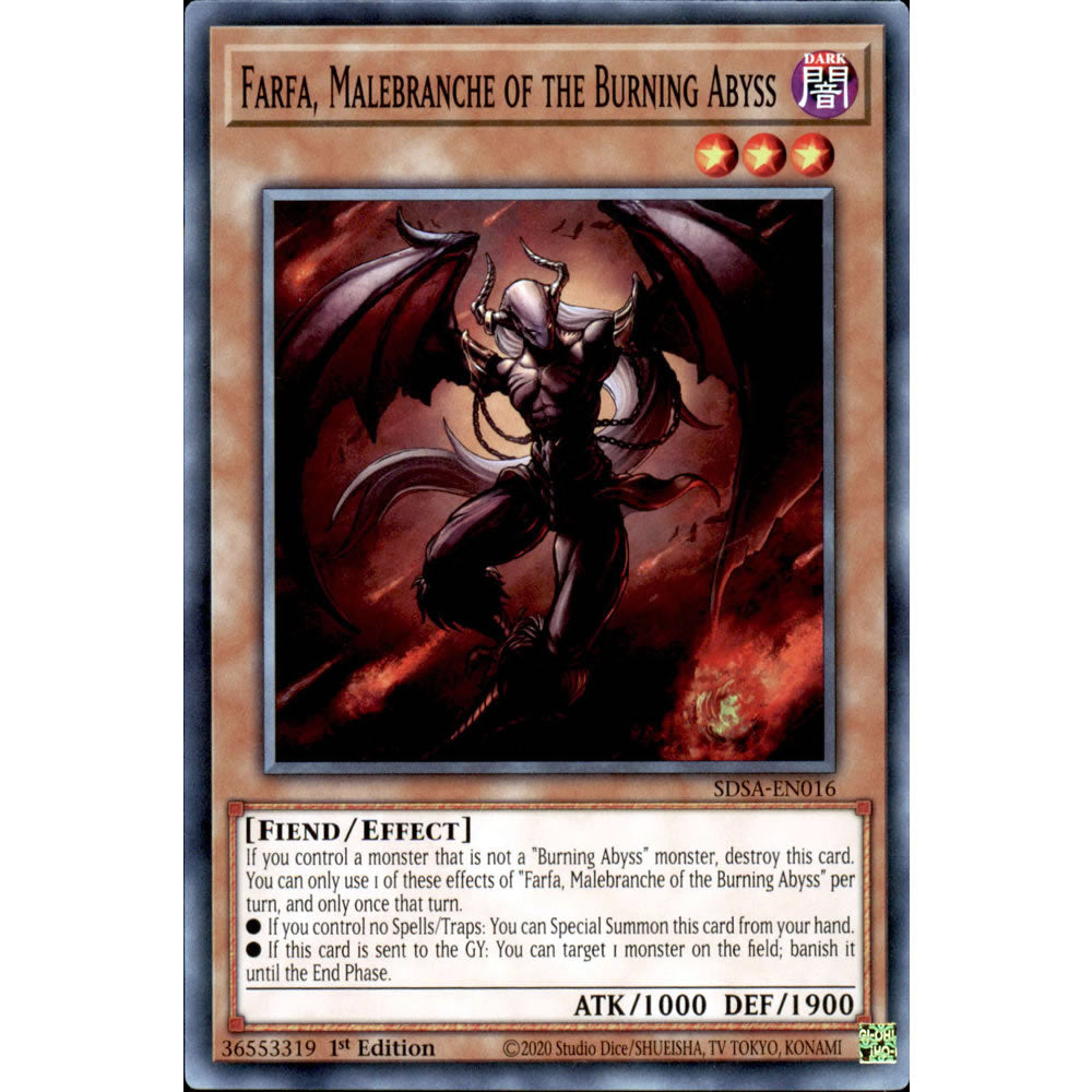 Farfa, Malebranche of the Burning Abyss SDSA-EN016 Yu-Gi-Oh! Card from the Sacred Beasts Set