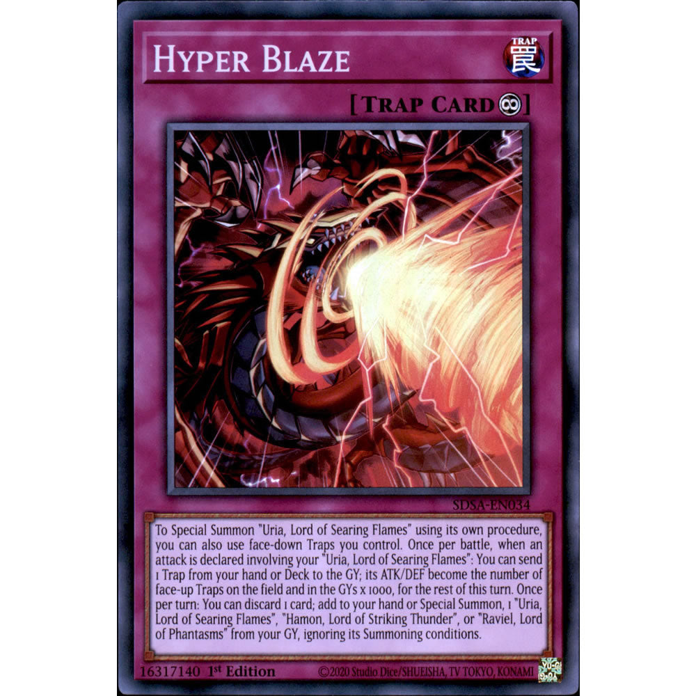 Hyper Blaze SDSA-EN034 Yu-Gi-Oh! Card from the Sacred Beasts Set