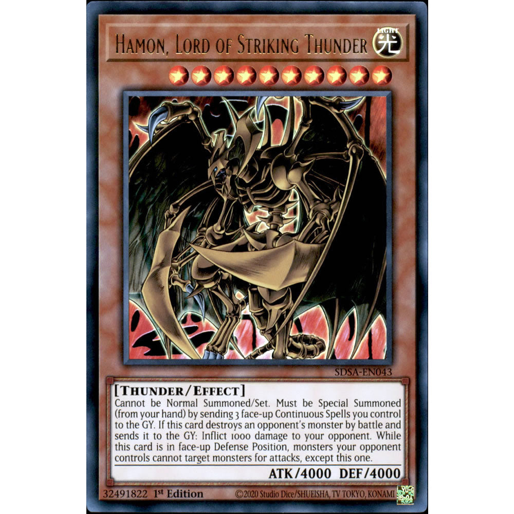 Hamon, Lord of Striking Thunder SDSA-EN043 Yu-Gi-Oh! Card from the Sacred Beasts Set