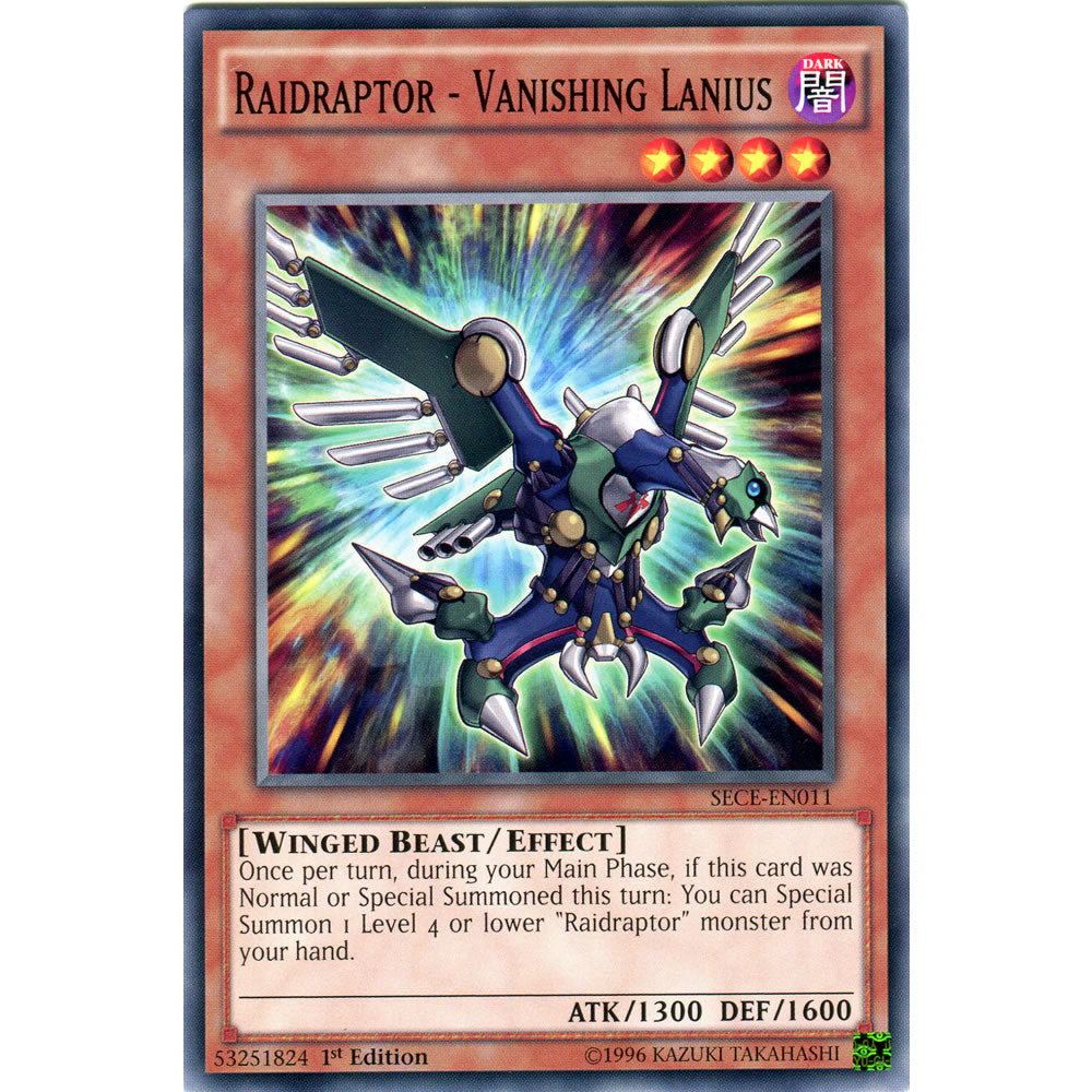 Raidraptor - Vanishing Lanius SECE-EN011 Yu-Gi-Oh! Card from the Secrets of Eternity Set