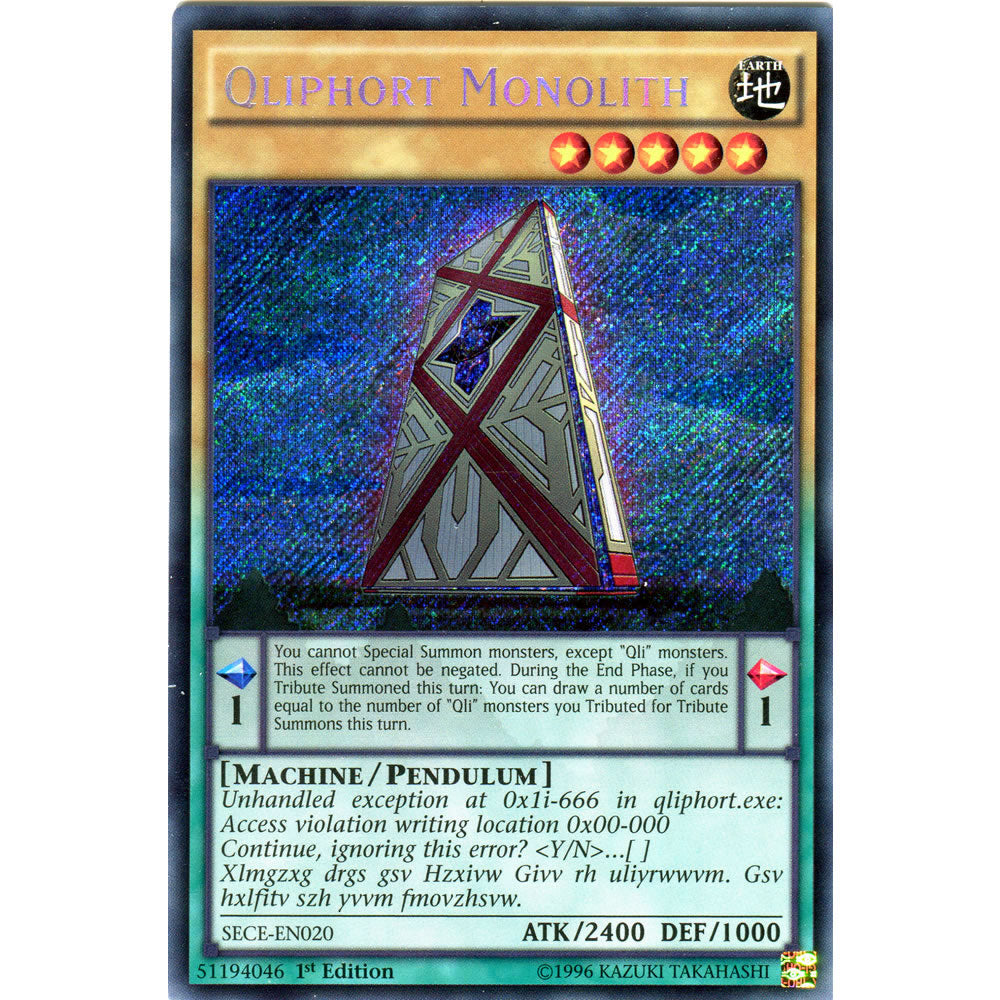 Qliphort Monolith SECE-EN020 Yu-Gi-Oh! Card from the Secrets of Eternity Set