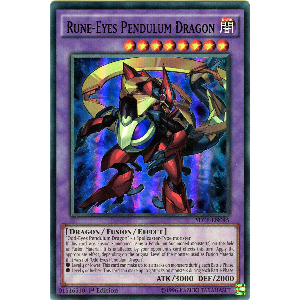 Rune-Eyes Pendulum Dragon SECE-EN045 Yu-Gi-Oh! Card from the Secrets of Eternity Set