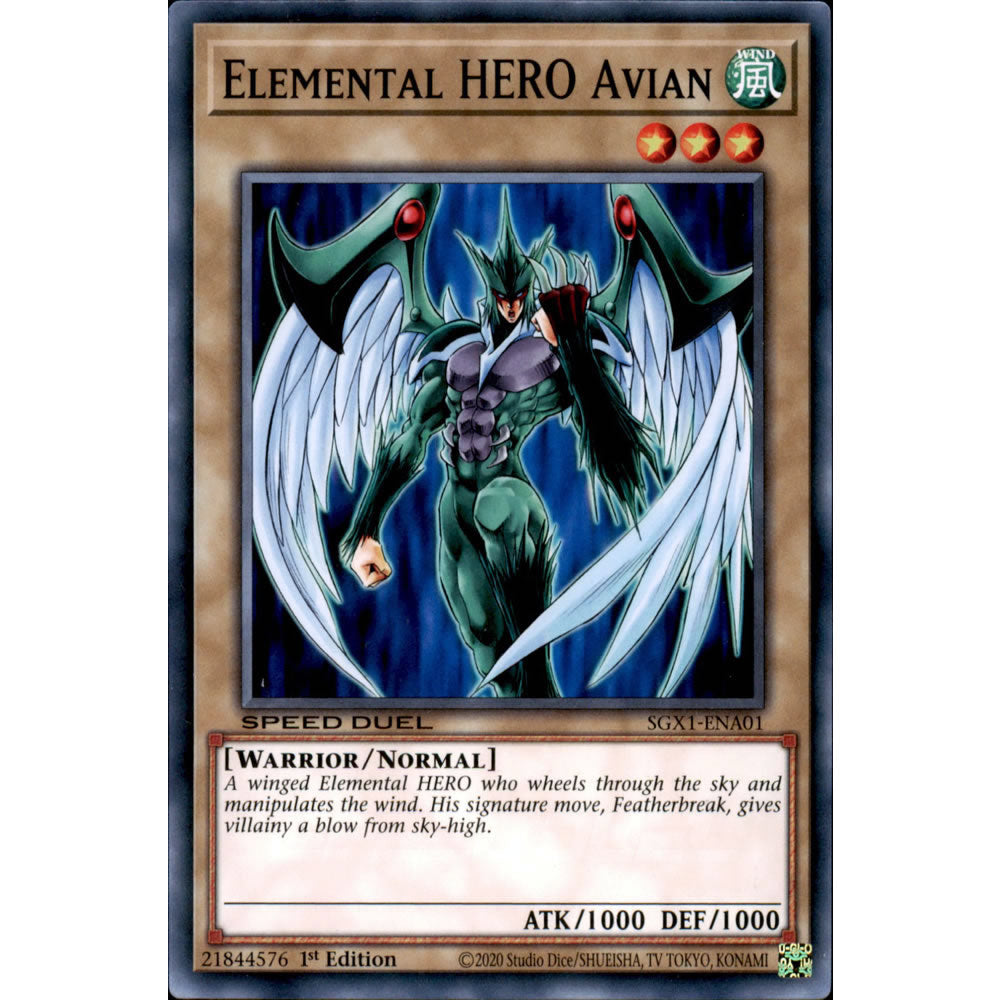 Elemental HERO Avian SGX1-ENA01 Yu-Gi-Oh! Card from the Speed Duel GX: Duel Academy Box Set