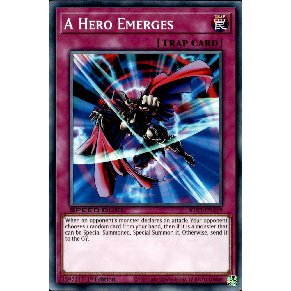 A Hero Emerges SGX1-ENA19 Yu-Gi-Oh! Card from the Speed Duel GX: Duel Academy Box Set