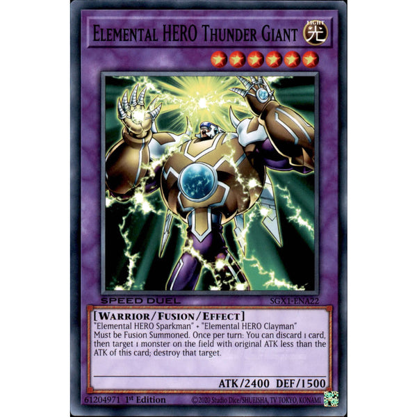 yugioh gx spirit caller elemental hero deck Elemental HERO Thunder Giant SGX1-ENA22 Yu-Gi-Oh! Card