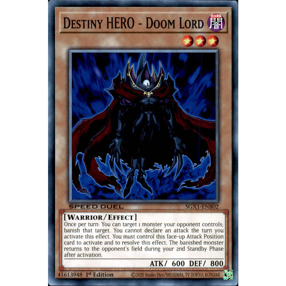 Destiny HERO - Doom Lord SGX1-ENB02 Yu-Gi-Oh! Card from the Speed Duel GX: Duel Academy Box Set