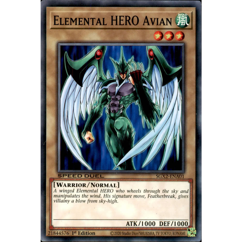Elemental HERO Avian SGX2-ENA01 Yu-Gi-Oh! Card from the Speed Duel GX: Midterm Paradox Set