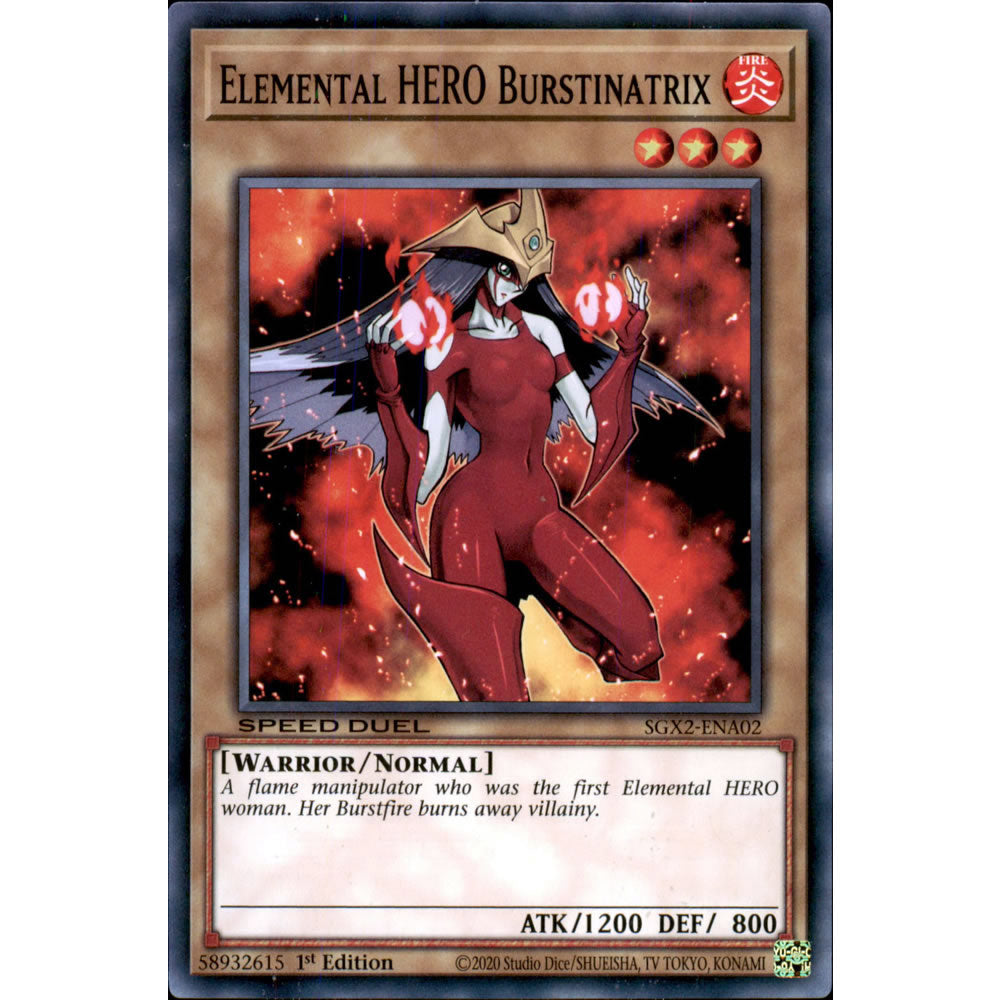 Elemental HERO Burstinatrix SGX2-ENA02 Yu-Gi-Oh! Card from the Speed Duel GX: Midterm Paradox Set