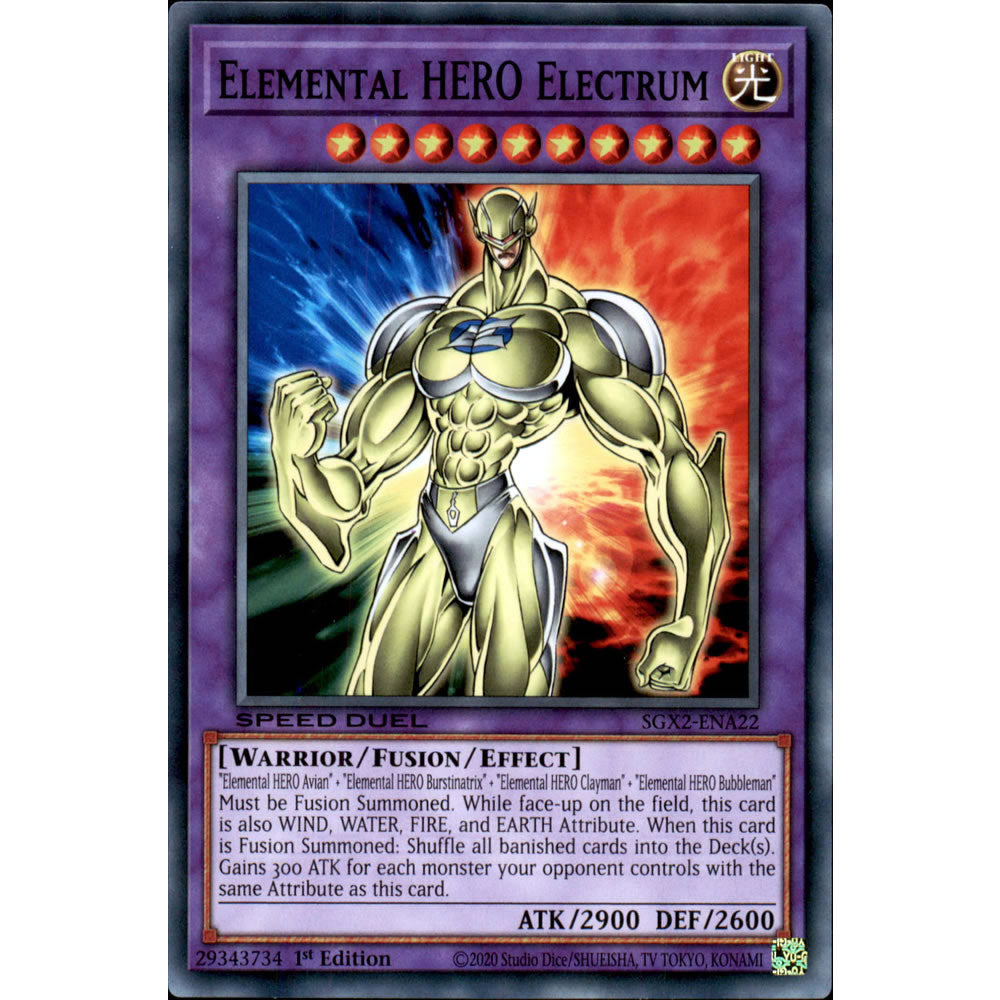 Elemental HERO Electrum SGX2-ENA22 Yu-Gi-Oh! Card from the Speed Duel GX: Midterm Paradox Set