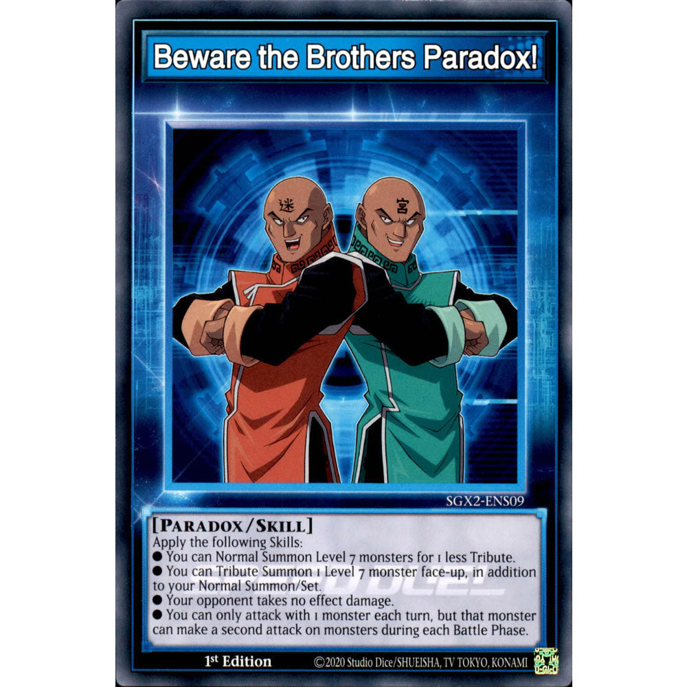 Beware the Brothers Paradox! SGX2-ENS09 Yu-Gi-Oh! Card from the Speed Duel GX: Midterm Paradox Set