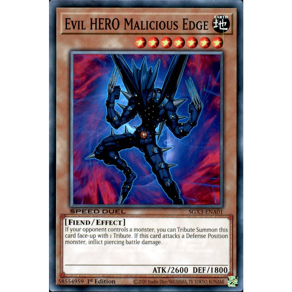 Evil HERO Malicious Edge SGX3-ENA01 Yu-Gi-Oh! Card from the Speed Duel GX: Duelists of Shadows Set