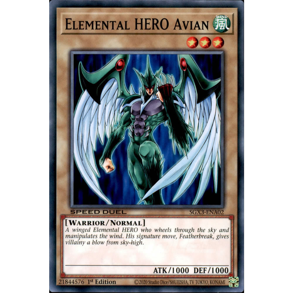 Elemental HERO Avian SGX3-ENA02 Yu-Gi-Oh! Card from the Speed Duel GX: Duelists of Shadows Set