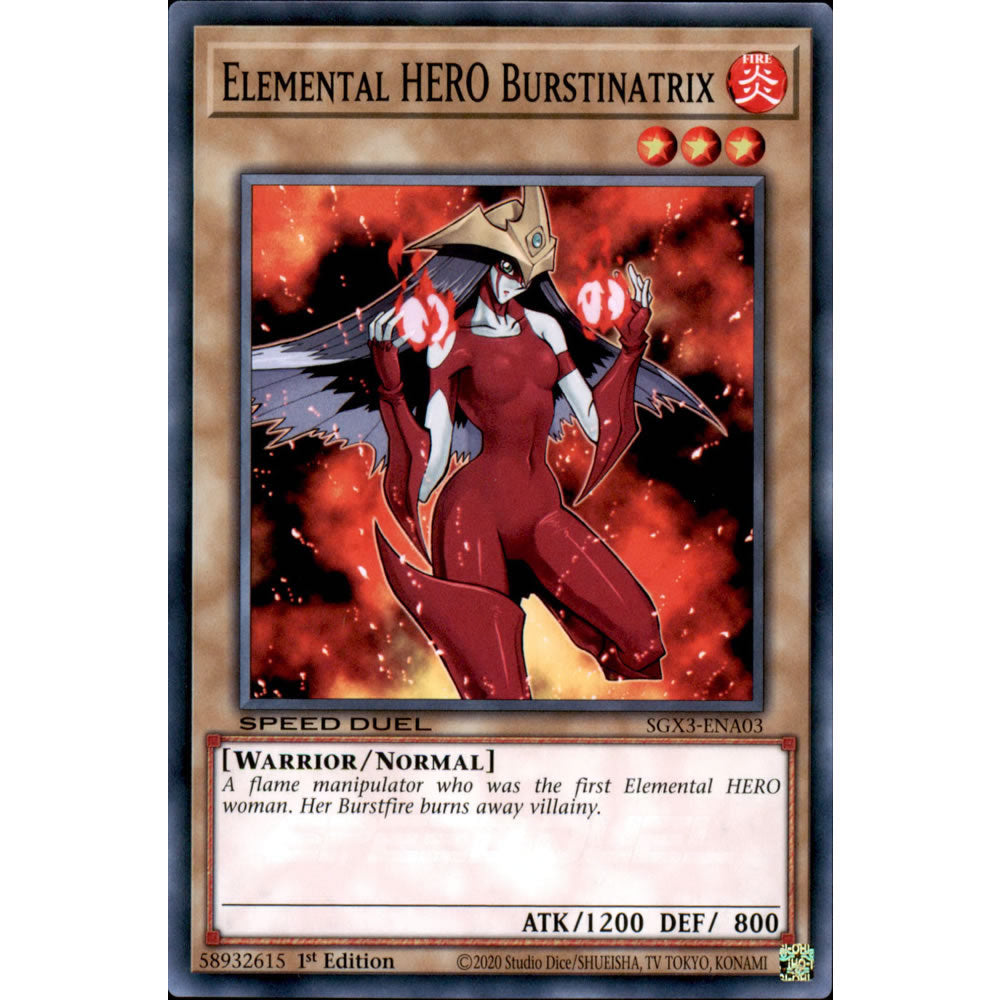 Elemental HERO Burstinatrix SGX3-ENA03 Yu-Gi-Oh! Card from the Speed Duel GX: Duelists of Shadows Set